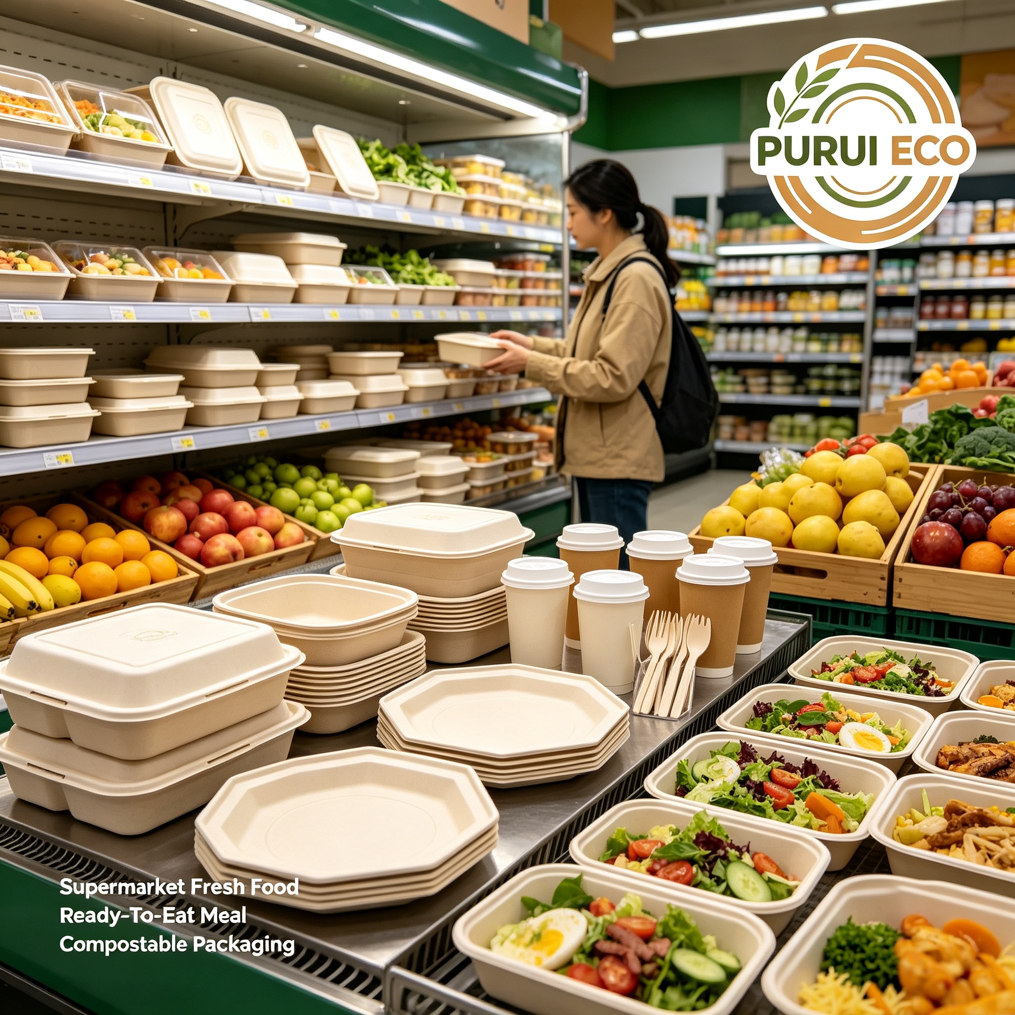 Compostable Tableware For Supermarket Fresh Food