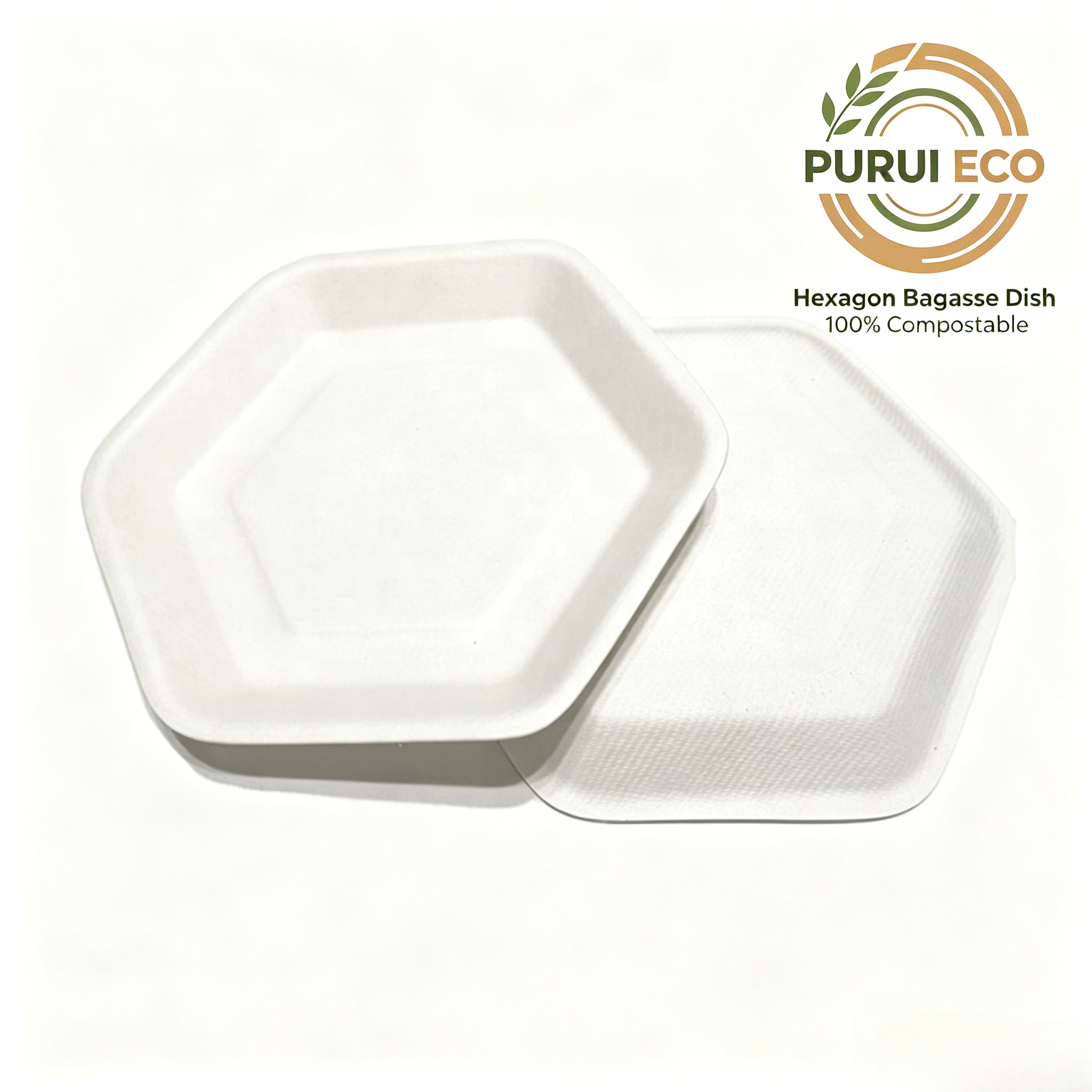 100% Biodegradable Hexagon Bagasse Dishes for Cake