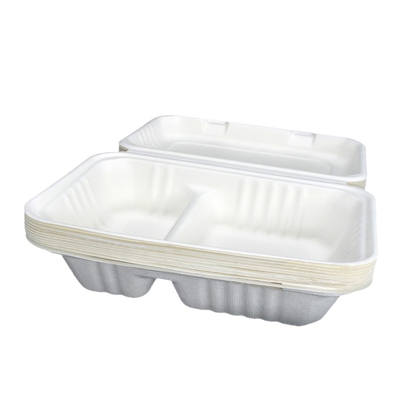Compostable 2 Compartment Eco Sugarcane Bagasse Clamshell 