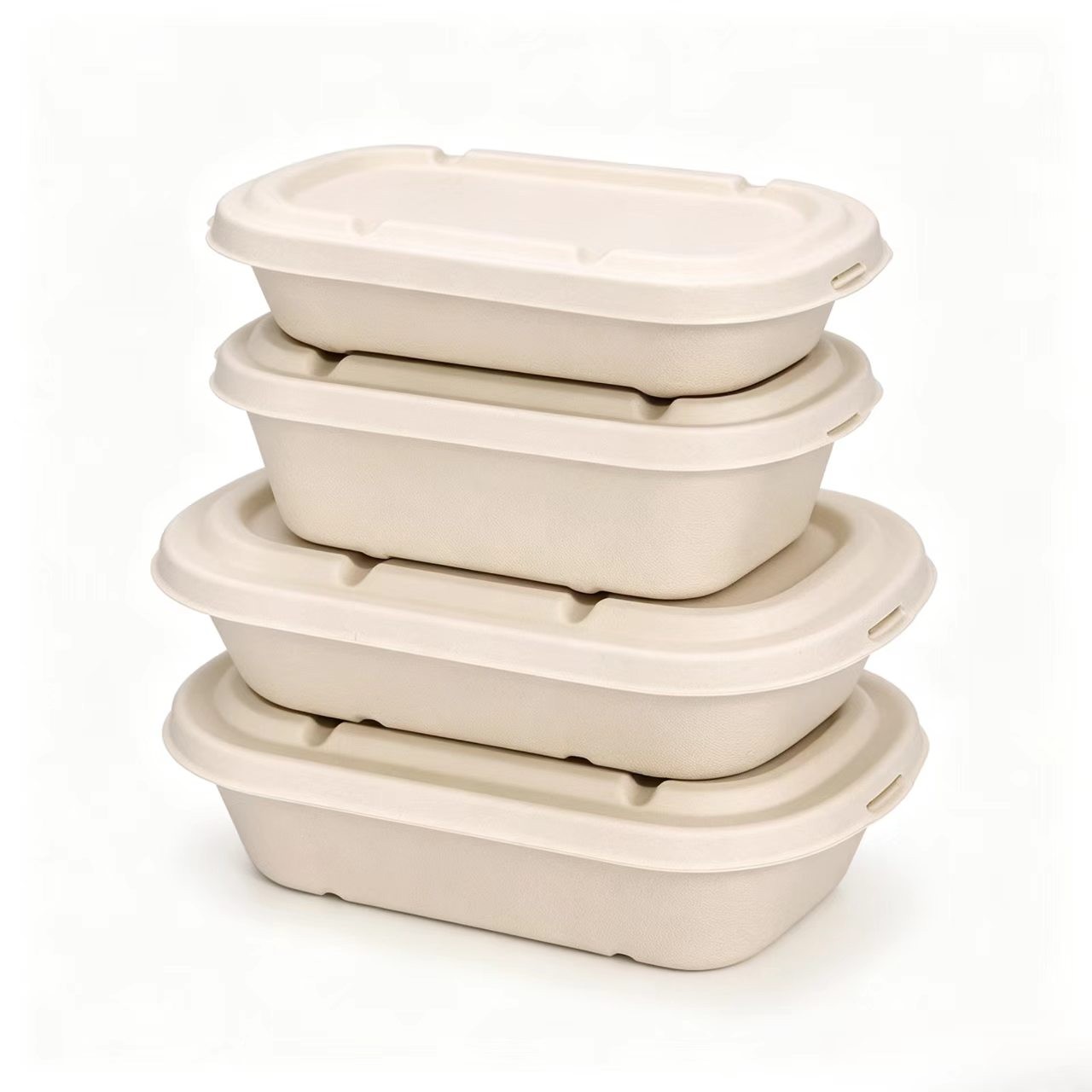 500ML 700ML 850ML 1000ML Compostable Bagasse Bento Box with Lid 