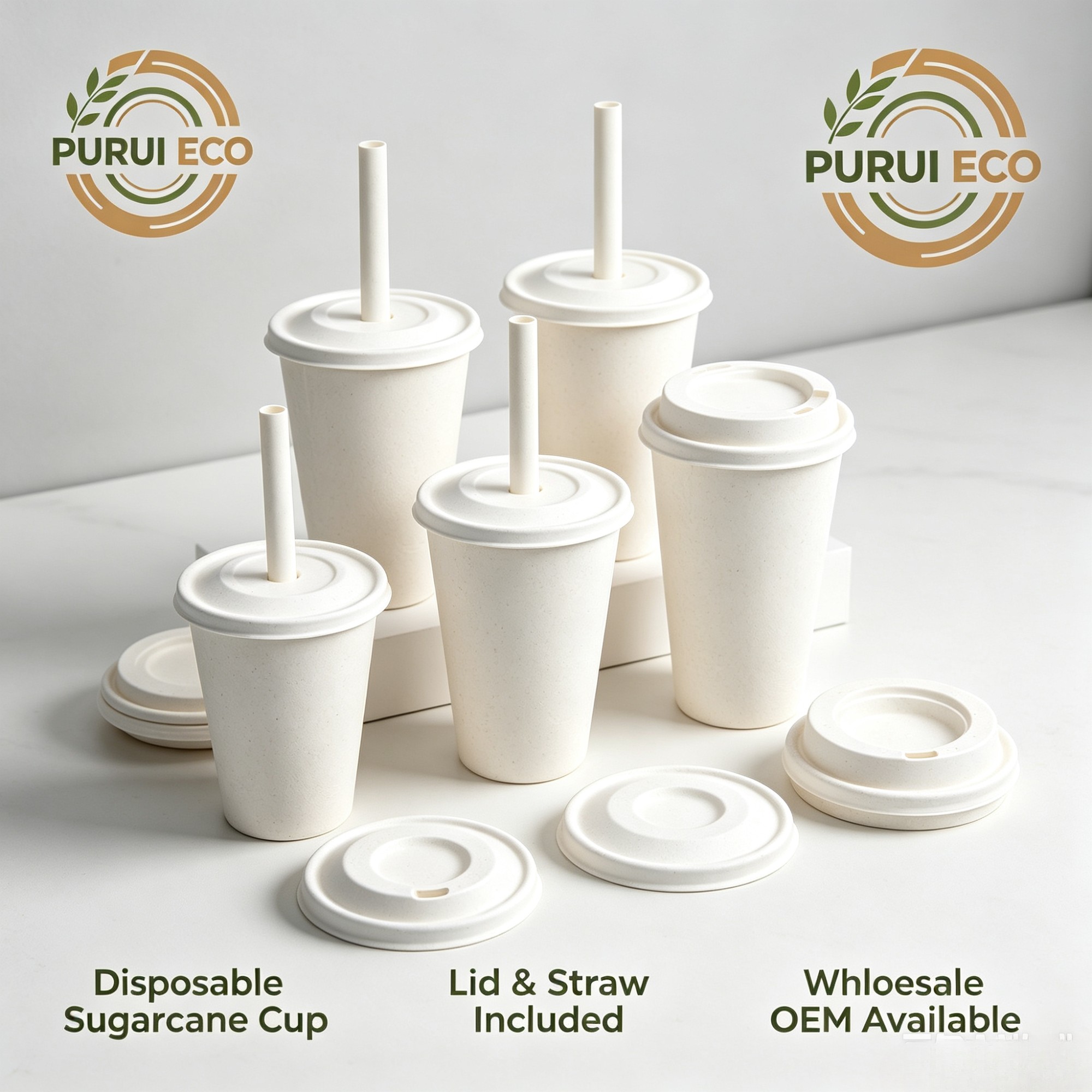 100% Biodegradable 80mm Bagasse Bubble Tea Cup Lid